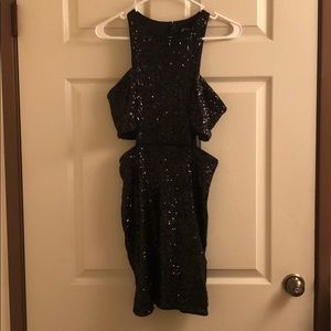 Express black sequin mini dress